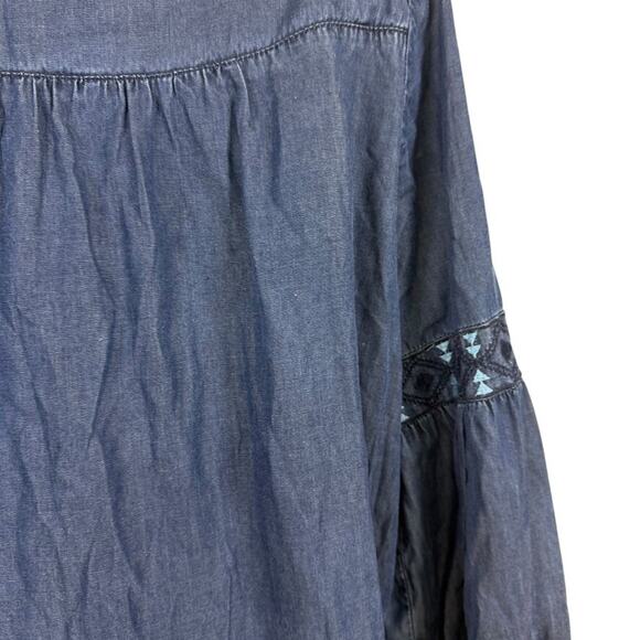 New Directions Cambray Embroidered Shift Style Knee Length Womens Blue Dress XL - Picture 13 of 16